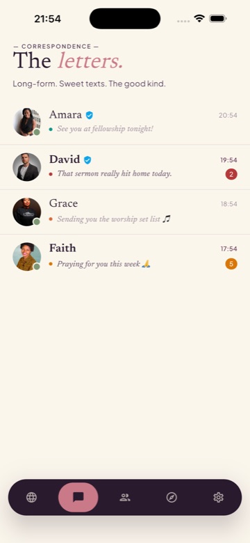 The letters screen in the Denomidate app